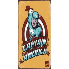 Hayat Poster Captain America Marvel (10 cm x 20 Cm) Mini Retro Ahşap Poster