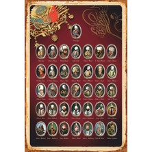 Hayat Poster Osmanlı Padişahları Kronolojik Tablo Retro Ahşap Poster