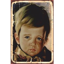 Hayat Poster Ağlayan Çocuk Tablosu Retro Ahşap Poster