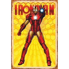 Hayat Poster Ironman Süper Kahramanlar Retro Ahşap Poster