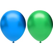 Hknys 100 Adet Metalik Balon (Koyu Yeşil - Koyu Mavi-Karışık)- Helyum Gazı Uyumludur.-Dogum Günü Parti Balon