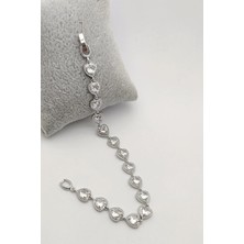 Heviss Rodyum Kaplama Zirkon Taş Kalp Bileklik