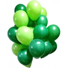 Hknys 20 Adet Metalik Balon (Koyu Yeşil - Açık Yeşil -Karışık)