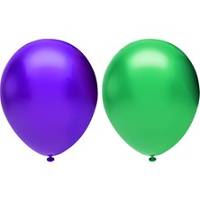 Hknys 35 Adet Metalik Balon (Koyu Yeşil - Mor )- Helyum Gazı Uyumludur.-Dogum Günü Parti Balonları