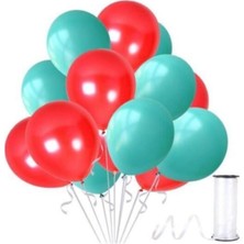 Hknys 75 Adet Metalik Sedefli Su Yeşili-Mor Balon,+5 Metre Balon Zinciri