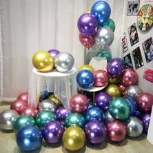 Hknys 15 Adet Renkli  Krom Balon (Aynalı Balon) 1 Kalite Krom Balon Aynalı Balon Helyum Uyumlu
