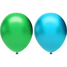 Hknys 15 Adet Metalik Balon (Koyu Yeşil - Açık Mavi-Karışık)- Helyum Gazı Uyumludur.-Dogum Günü Parti Balon