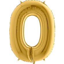 Hknys 0 Yaş Rakam Folyo Balon 100 cm 40 Inç -Gold(Altın) Renk Folyo Balon