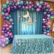 Hknys 80 Adet  Metalik Balon + 5 mt Balon Zinciri Deniz Kızı Konsept Doğum Günü