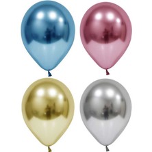 Hknys 5 Adet  Mavi Pembe Gümüş Altın (Gold) Krom (Aynalı ) Balon  - Balonlar Helyum Uyumludur.