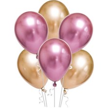 Hknys 12 Adet Renkli  Krom Balon (Aynalı Balon) 1 Kalite Krom Balon Aynalı Balon Helyum Uyumlu
