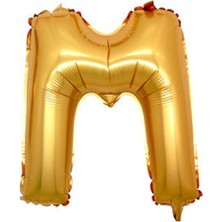Hknys M Harfi Altın (Gold) Renk   Folyo Balon-40 Santim -Harf Isim Folyo Balon