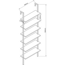 Tedarik Center Modern 6 Raflı Metal Kitaplık Duvara Monte Dekoratif Ofis Rafı