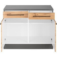 T Designo Tdesigno Odin Mutfak Çekmeceli Alt Modül - Dolap  120 cm Antrasit-Meşe/ Tezgah Dahil