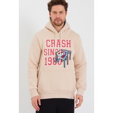 Amazing Crash  Kapüşonlu Kanguru Cepli Baskılı Sweatshirt