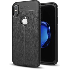 Aqua Aksesuar Apple iPhone x Kılıf Kamera Korumalı Deri Görünümlü Silikon Kapak