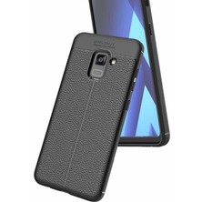 Aqua Aksesuar Galaxy A8 2018 Kılıf Kamera Korumalı Deri Görünümlü Silikon Kapak