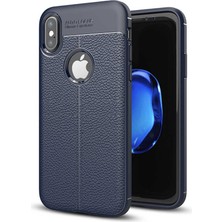 Aqua Aksesuar Apple iPhone x Kılıf Kamera Korumalı Deri Görünümlü Silikon Kapak
