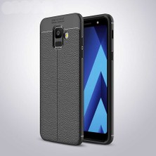 Aqua Aksesuar Galaxy A6 2018 Kılıf Kamera Korumalı Deri Görünümlü Silikon Kapak
