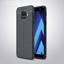 Aqua Aksesuar Galaxy A6 2018 Kılıf Kamera Korumalı Deri Görünümlü Silikon Kapak