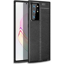 Aqua Aksesuar Galaxy Note 20 Ultra Kılıf Kamera Korumalı Deri Görünümlü Silikon Kapak