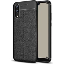 Aqua Aksesuar Huawei P20 Kılıf Kamera Korumalı Deri Görünümlü Silikon Kapak