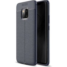 Aqua Aksesuar Huawei Mate 20 Pro Kılıf Kamera Korumalı Deri Görünümlü Silikon Kapak