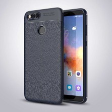 Aqua Aksesuar Huawei Honor 7x Kılıf Kamera Korumalı Deri Görünümlü Silikon Kapak