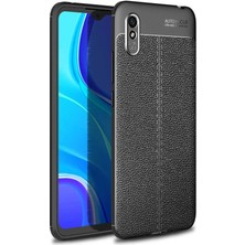 Aqua Aksesuar Xiaomi Redmi 9A Kılıf Kamera Korumalı Deri Görünümlü Silikon Kapak