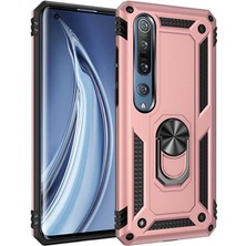 Aqua Aksesuar Xiaomi Mi Note 10 Lite Kılıf Metal Yüzüklü Tank Zırh Standlı Kılıf