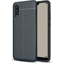 Aqua Aksesuar Huawei P20 Kılıf Kamera Korumalı Deri Görünümlü Silikon Kapak