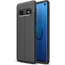 Aqua Aksesuar Galaxy S10E Kılıf Kamera Korumalı Deri Görünümlü Silikon Kapak