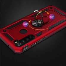 Aqua Aksesuar Xiaomi Redmi Note 8 Kılıf Metal Yüzüklü Tank Zırh Standlı Kılıf