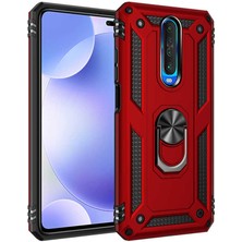 Aqua Aksesuar Xiaomi Redmi K30 Kılıf Metal Yüzüklü Tank Zırh Standlı Kılıf