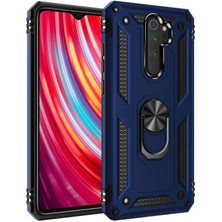 Aqua Aksesuar Xiaomi Redmi Note 8 Pro Kılıf Metal Yüzüklü Tank Zırh Standlı Kılıf