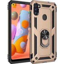 Aqua Aksesuar Galaxy A11 Kılıf Metal Yüzüklü Tank Zırh Standlı Kılıf