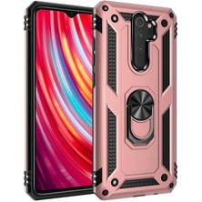 Aqua Aksesuar Xiaomi Redmi Note 8 Pro Kılıf Metal Yüzüklü Tank Zırh Standlı Kılıf