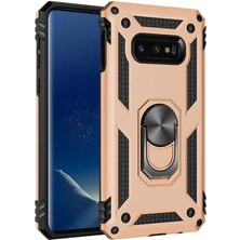 Aqua Aksesuar Galaxy S10E Kılıf Metal Yüzüklü Tank Zırh Standlı Kılıf