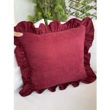 Decamor Home Vintage Fırfırlı Bordo Kırlent Kılıfı