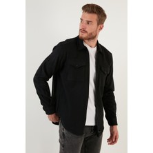 Buratti Çift Cepli Fermuarlı Slim Fit Kışlık Gömlek Erkek GÖMLEK CF21W112925