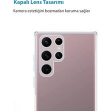 CepStok Samsung Galaxy S22 Ultra Kılıf Şeffaf 3D Kamera Lens Korumalı Tıpalı Silikon