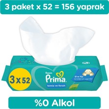 Prima Temiz Ve Ferah Islak Mendil 3 Paket 156 yaprak Islak Mendil