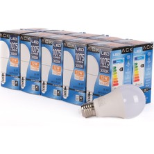 Ack 9W 10'lu Paket LED A60 Ampul 3000K Gün Işığı E27