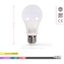 Ack 9W 10'lu Paket LED A60 Ampul 3000K Gün Işığı E27
