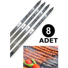 Pratikoutdoor Paslanmaz Çelikten (Krom) 3mm Adana Kebab Şiş 2.5CMX60CM (8 Adet)