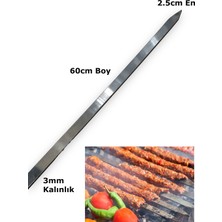 Pratikoutdoor Paslanmaz Çelikten (Krom) 3mm Adana Kebab Şiş 2.5CMX60CM (8 Adet)