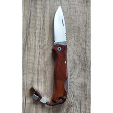 Hisar Bıçak Verzalit Saplı Yaylı Çakı Yandan Basmalı İsim Yazdırılabilir Kamp Bıçağı Ahşap Saplı Outdoor Ekipman