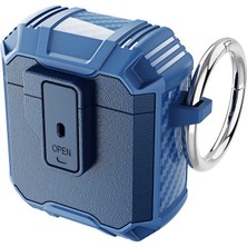 Case 4U Apple Airpods Kılıf Tank Çift Katmanlı Silikon Airbag 27 Lacivert