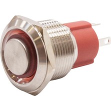 Motorobit 19D-G1-E 19MM Çıkık Yaylı Işıklı Metal Buton - Kırmızı
