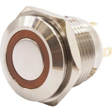 Motorobit 16H-P1-E 16MM Düz Yaylı Işıklı Metal Buton - Sarı